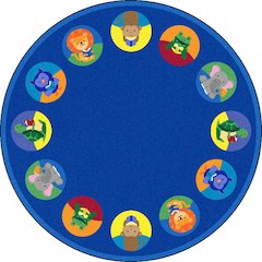 Kid Essentials Animal Readers 7'7" Round Area Rug in Color Multi