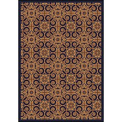 Any Day Matinee Antique Scroll 3'10" x 5'4" Area Rug in Color Navy