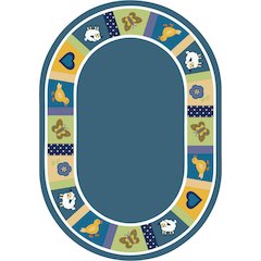 Kid Essentials Baby Blues 3'10" x 5'4" Oval Area Rug in Color Bold