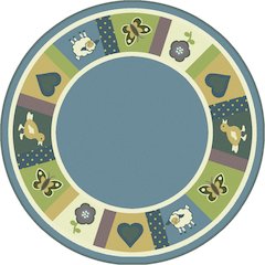Kid Essentials Baby Blues 7'7" Round Area Rug in Color Soft