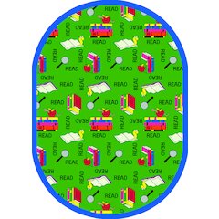 Kid Essentials Bookworm 5'4" x 7'8" Oval Area Rug in Color Green