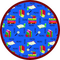 Kid Essentials Bookworm 7'7" Round Area Rug in Color Blue