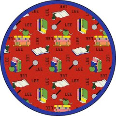 Kid Essentials Bookworm (Spanish) 7'7" Round Area Rug in Color Red