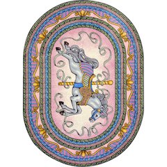 Kid Essentials Carousel 3'10" x 5'4" Oval Area Rug in Color Pink