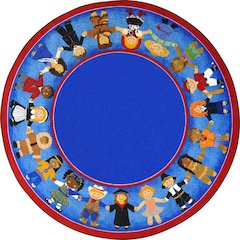 Kid Essentials Children of Many Cultures 7'7" Round Area Rug in Color Multi