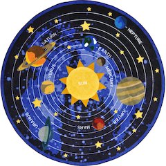 Kid Essentials Cosmic Wonders 7'7" Round Area Rug in Color Black