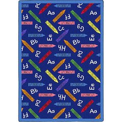 Playful Patterns Crayons 3'10" x 5'4" Area Rug in Color Blue