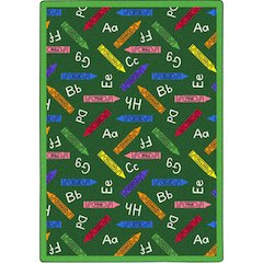 Playful Patterns Crayons 3'10" x 5'4" Area Rug in Color Green