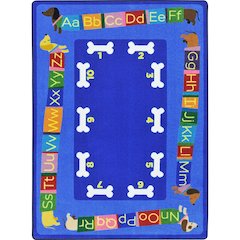 Kid Essentials Doggone Good Alphabet 5'4" x 7'8" Area Rug in Color Multi