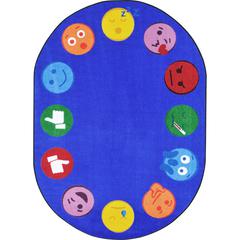 Kid Essentials Emoji Edge 5'4" x 7'8" Oval Area Rug in Color Multi