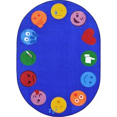 Kid Essentials Emoji Edge 10'9" x 13'2" Oval Area Rug in Color Multi