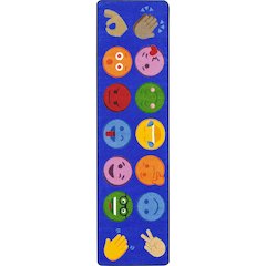 Kid Essentials Emoji Expressions 2'1" x 7'8" Runner Area Rug in Color Multi