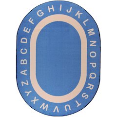 Kid Essentials Endless Alphabet 5'4" x 7'8" Oval Area Rug in Color Seaside