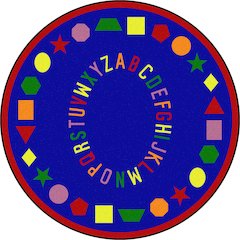 Kid Essentials First Lessons 7'7" Round Area Rug in Color Blue