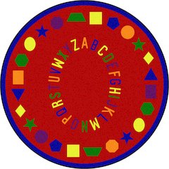 Kid Essentials First Lessons 7'7" Round Area Rug in Color Red