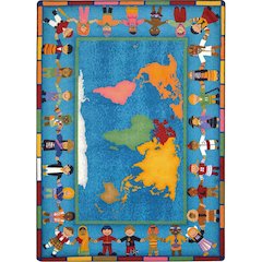Kid Essentials Hands Around the World 5'4" x 7'8" Area Rug in Color Multi
