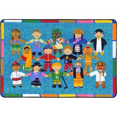 Kid Essentials Hands Around the World 2'8" x 3'10" Area Rug in Color Multi