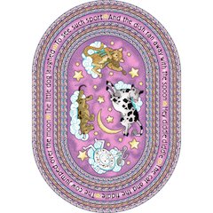 Kid Essentials Hey Diddle Diddle 3'10" x 5'4" Oval Area Rug in Color Pink