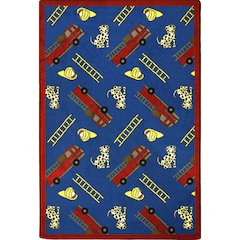 Playful Patterns Hook and Ladder 3'10" x 5'4" Area Rug in Color Blue
