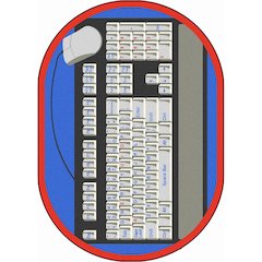 Kid Essentials Keyboard Connection 5'4" x 7'8" Oval Area Rug in Color Gray