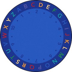 Kid Essentials Lively Letters 7'7" Round Area Rug in Color Multi