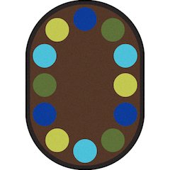 Kid Essentials Lots of Dots 5'4" x 7'8" Oval Area Rug in Color Earthtone