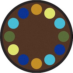 Kid Essentials Lots of Dots 7'7" Round Area Rug in Color Earthtone