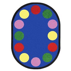 Kid Essentials Lots of Dots 5'4" x 7'8" Oval Area Rug in Color Multi
