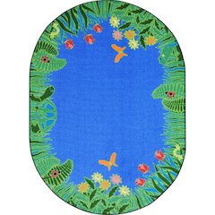 Kid Essentials Merry Meadows 5'4" x 7'8" Oval Area Rug in Color Blue