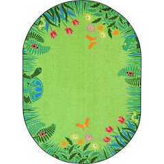 Kid Essentials Merry Meadows 5'4" x 7'8" Oval Area Rug in Color Green
