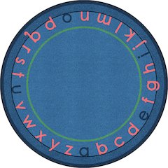 Kid Essentials Montessori Alphabet 7'7" Round Area Rug in Color Multi