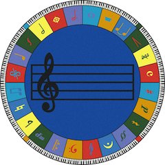 Kid Essentials Note Worthy (Elementary) 13'2" Round Area Rug in Color Multi