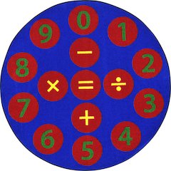 Kid Essentials Number Jumpers 7'7" Round Area Rug in Color Multi