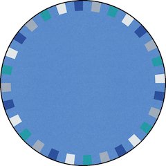 Kid Essentials On the Border 7'7" Round Area Rug in Color Softs