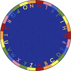 Kid Essentials Rainbow Alphabet 7'7" Round Area Rug in Color Primary