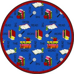 Kid Essentials Read the Word 7'7" Round Area Rug in Color Multi