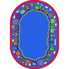 Kid Essentials Reading Train 5'4" x 7'8" Oval Area Rug in Color Multi