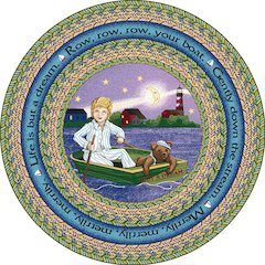 Kid Essentials Row Your Boat 7'7" Round Area Rug in Color Multi