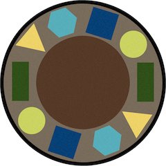 Kid Essentials Sitting Shapes 7'7" Round Area Rug in Color Earthtone