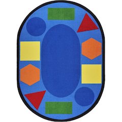 Kid Essentials Sitting Shapes 5'4" x 7'8" Oval Area Rug in Color Multi
