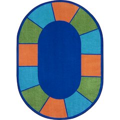 Kid Essentials Squares to Spare 5'4" x 7'8" Oval Area Rug in Color Multi