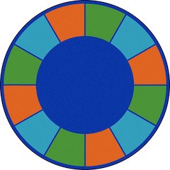 Kid Essentials Squares to Spare 7'7" Round Area Rug in Color Multi