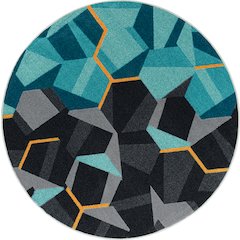 Kid Essentials Stealth 5'4" Round Area Rug in Color Teal