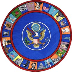 Kid Essentials Symbols of America 7'7" Round Area Rug in Color Multi