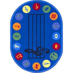 Kid Essentials Take Note 5'4" x 7'8" Oval Area Rug in Color Multi