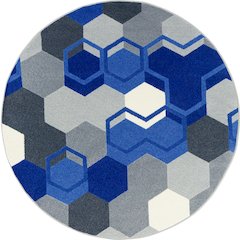 Kid Essentials Team Up 5'4" Round Area Rug in Color Blue