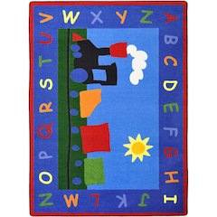 Kid Essentials Tiny Train 5'4" x 7'8" Area Rug in Color Multi