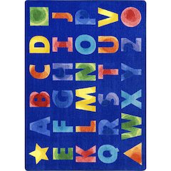 Kid Essentials Watercolor Alphabet 5'4" x 7'8" Area Rug in Color Rainbow