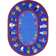 Kid Essentials We Work Together 5'4" x 7'8" Oval Area Rug in Color Multi