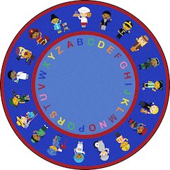 Kid Essentials We Work Together 7'7" Round Area Rug in Color Multi